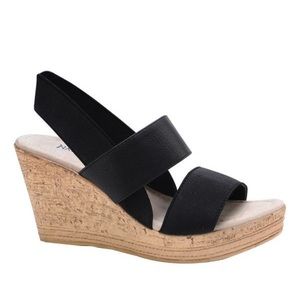 Women Cork Bottom Slingback Wedge Open Toe Strappy Sandals Platform Black 9